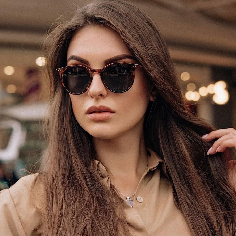 SOJOS Round Unisex Glasses in Amber Tortoise/Grey